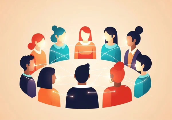 مجموعة متنوعة من الأشخاص يبتسمون، يمثلون رؤيتنا المجتمعية