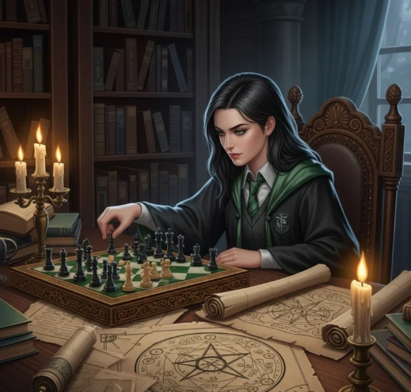 Slytherin student planning strategically