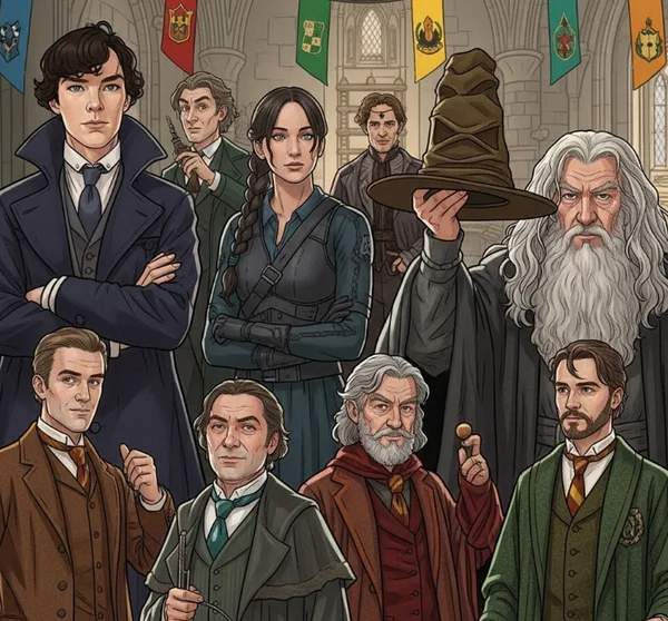Fictional character crossover with Hogwarts houses