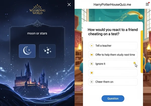 Two screens comparing quiz interfaces side-by-side